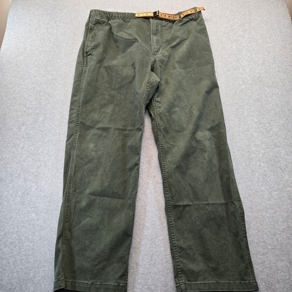 Stoic Mens XL Olive Green Elastic Waist Webbing Belt Outdoor Cotton Blend Pants